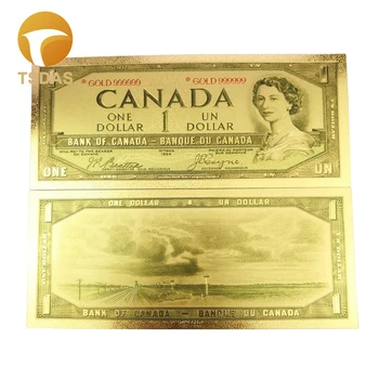 100Pcs/daudz Krāsu Kanāda 1 Dolāra Banknotes Zelta Banknošu 24k Zelta Pārklājumu Savākšanai