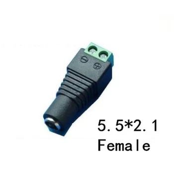 1gb 5.5 mm x 2.1 mm Sieviete vai Vīrietis DC Power Plug Adapteris 5050 3528 5060 Vienu Krāsu LED Sloksnes, lentes un CCTV Kameras