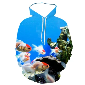 2020 Rudens Ziemas 3D jūras, okeāna zivju Bērniem Zēni Meitenes pelēkā vārna Apģērbu Hoodies vīriešiem, sievietēm, sporta Krekli Hip Hop Hoodied Topi