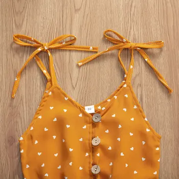2020. gada Vasaras Zīdainis, Mazulis Baby Girl Romper Drēbes Sirds Formas Punkti Strappy Kombinezonus Jumpsuit Bodysuit Bikses Meiteņu Apģērbs 2-6Year