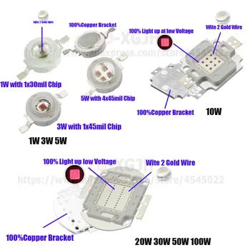 380-840nm Pilna Spektra 1W 3W 5W 10W 20W 30W 50W 100W Augt LED Chip COB DIY LED Augt Gaismas, Iekštelpu Augu audzēšana
