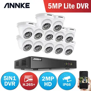 ANNKE 16CH 2MP HD Video Novērošanas Sistēmas H. 265+ 5in1 5MP Lite DVR 12X 1080P Dome Āra Ūdensizturīgs CCTV Drošības Kameras