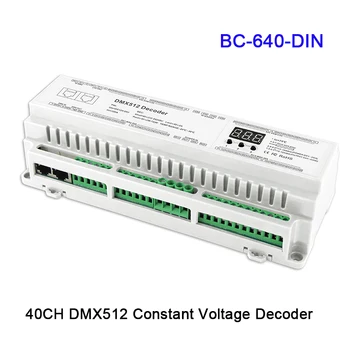 BC-624-DIN/BC-632-DIN/BC-640-DIN Jaunu 24/32/40 CH DMX512/8bit/16 biti DC12V-24V RJ45 Savienojumu LED RGB/RGBW Sloksnes lampas Dekoderi