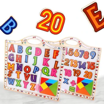 Besegad Koka Magnētisko Valdes Numuru Jigsaw Puzzle Tangram Domāšanas Mācību Spēles, Zīmēšanas Tāfeles Rotaļlietas Bērniem, Montessori Rotaļlietas