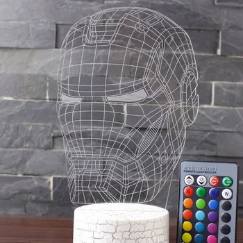 Dzelzs vīrs maska tēma 3D Lampas LED nakts apgaismojums 7 Krāsas Maiņa Pieskarieties Garastāvokļa Lampa Ziemassvētku dāvanu Dropshippping