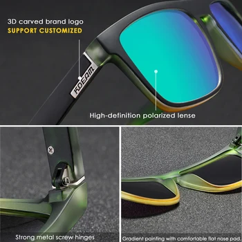 KDEAM Karstā Pārdošanas Modes Plastmasas Laukumā Polarizētās Saulesbrilles, Man Classic Zīmola Dizaina Nianses, Sporta Spoguļi UV400 Sunglass Ar Lodziņu