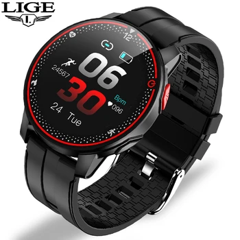 LIGE IP68 Ūdensnecaurlaidīga Smart Skatīties Vīrieši Bluetooth Savienojumu Android, iOS skārienekrānu Sporta Fitnesa Tracker smartwatch