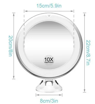 Led gaismas aplauzums spogulis 10 reižu palielinājumu darbvirsmas aplauzums spogulis vannas istaba darbvirsma ar piesūcekni aizpildīt gaismas locīšanas MJ707