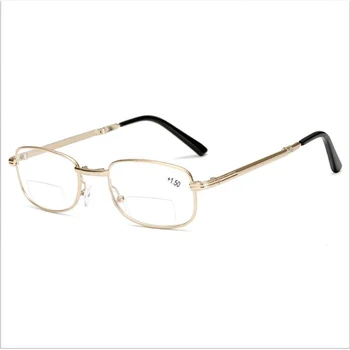 Locīšanas bifocal Lasīšanas Brilles vīrieši sievietes Viegls Unisex salokāms Hyperopia Brilles +1.0 1.5 2.0 2.5 3.0 3.5 4.0 Ar Lietā