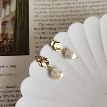 LouLeur 925 sterling sudraba Baroka pērle neregulāra piliens auskari zelta elegants dizains savvaļas šarmu earrigns sieviešu rotaslietas