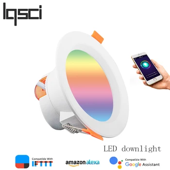 Lqsci WiFi Smart LED Downlight Dimming Kārta Vietas, led Gaismas 7W 9W RGB downlight Krāsa Mainās Atdzist gaismas Darbu ar Alexa Googl
