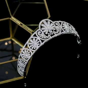 Luksusa Eiropas Royal Tiaras un Vainagi AAA CZ Kristāla Princese Skaistums Grezna izrāde Iesaistīšanās Kāzu Līgavas Matu Aksesuāri