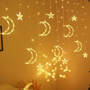 Moon Star Lampas LED String Lampas Ins Ziemassvētku Gaismas, Svētku Dekorēšana Aizkaru Gaismas Lampa Kāzu Neona Lampa 220v Pasaku Gaismas