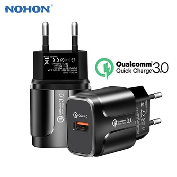 NOHON Ātri Uzlādēt QC3.0 USB Lādētāju iPhone11 Pro Max Universālā Mobilo Tālruni Ātrās Uzlādes Ceļojumu Sienas Lādētājs Adapteris ES MUMS