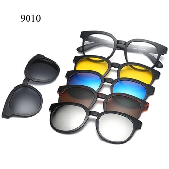 PC 5 In 1 Un Drošības Brilles Pārnese Magnēts Clip-On Klipus Polarizedc Saules Brilles Briļļu Rāmis Saulesbrilles ar Maisu