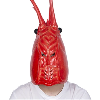 Patygr Red Lobster Sejas Maska Nagiem Lateksa Dzīvnieku Smieklīgi Pieaugušo Kostīmu Piederumu JAUNAS