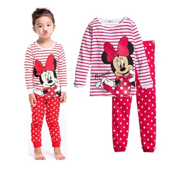 Pavasarī, Rudenī Bērni Longsleeved Bikses Minnie Pidžamas Komplekti Zēniem Sleepwear Bērniem Mickey Naktsveļu Baby Meitenes Princese Pyjama