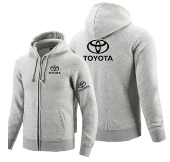 Rāvējslēdzēju Hoodies Toyota logo Uzdrukāts Vilnas pelēkā vārna garām Piedurknēm Cilvēka rāvējslēdzēju Jaka, Krekls Sarkans Melns Zils Pelēks w