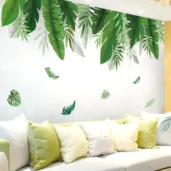 Vasaras Zaļo Lapu Sienas Uzlīmes Fonā Dzīvojamā Istaba Mākslas Uzlīmēm, Home DIY Apdarei: viesistaba, Virtuve 1 Set