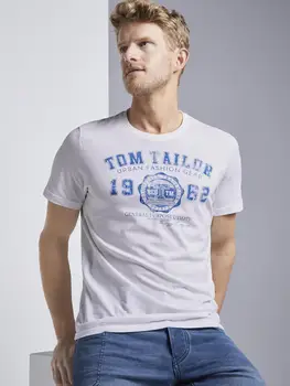 Vīriešu T-krekls, Tom Tailor 481305 spilgti vasaras veste par katru dienu moderns, ar drukas uzraksts skaistu darbu sportisks, mīkstu kokvilnas ērti krāsu jauniešu klubs atvieglotu ikdienas Fitnesa V kakla