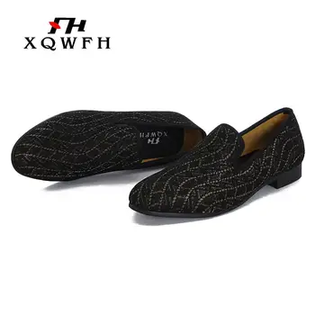 XQWFH Vīriešu mokasīni daudzkrāsains raksts collocation ikdienas apavi zemas taustiņu, banketu un kāzu kurpes
