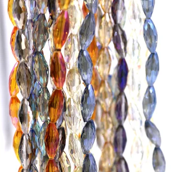 ZHUBI 40pcs/daudz Pārklājumu Stikla Slīpētas Rīsu Lodītes DIY 8*17 mm Kristāla Olīvu Sieviešu Rotaslietu izgatavošana Amatniecības Piederumi, Vairumtirdzniecība