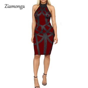 Ziamonga 2019 Sexy Modes Dizaina Pārsējs Kleitu Pie Pleca ar Augstu Apkakli Sievietēm Kleita Ceļa Garums Midi PU Bodycon Kleita Vestidos