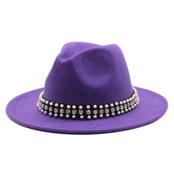 Ziemas cepures sievietēm 2020. gadam platām malām vienkrāsainu modes paredzēti fedora cepuri sieviešu džeza baznīcas ziemas sievietes zaļā red hat filca cepure