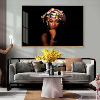 Āfrikas Mūsdienu Modes Sieviešu Ziemeļvalstu Plakāti un Izdrukas Audekls Gleznošanai Mājas Dekoru Skandināvijas Sienas Mākslas Aina Dzīvojamā Istaba