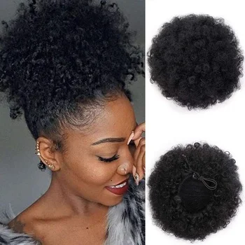 Beaudiva Matu Afro Puff Aukliņu Zirgaste Cilvēku Matiem Īsā Afro Kinkys Cirtaini Afro Bun Pagarināšanu Hairpieces Matu Pieaudzēšana