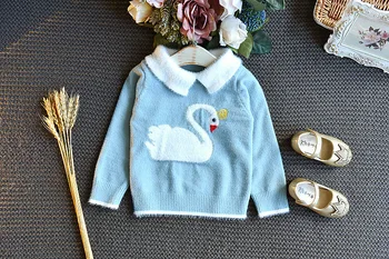 Meiteņu Ziemas Drēbes 2020. Gadam Meitene Cute Drēbes Kristāla Ūdeļu Gulbis Džemperis Ilgtermiņa Piedurknēm Adīts Džemperis + Bērnu Apģērbs Apģērbs