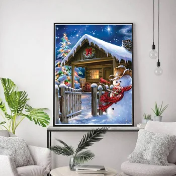 Pilnu Kvadrātveida Kārtas Urbt Santa Claus Dimanta Krāsošana 5D Sniegavīrs Ziemassvētku DIY Dimanta Izšuvumi Krustdūrienā Mājas Dekoru, Dāvanu